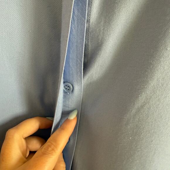 SOFT SURROUNDINGS | Blue Relaxed Fit Pleat Back Button Down Shirt | Size 1X - Picture 5 of 6